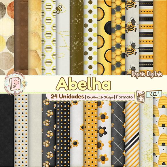 Papéis Digitais Abelha Kit 1