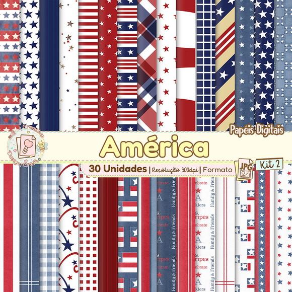Papéis Digitais América Kit 2