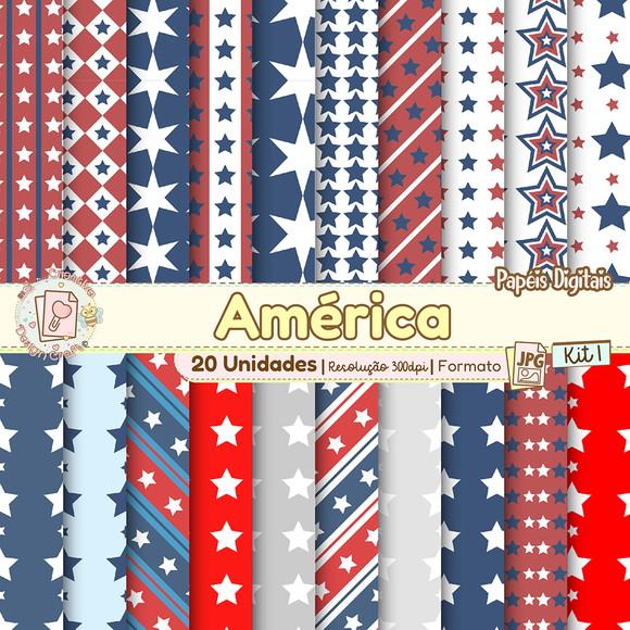 Papéis Digitais América Kit 1