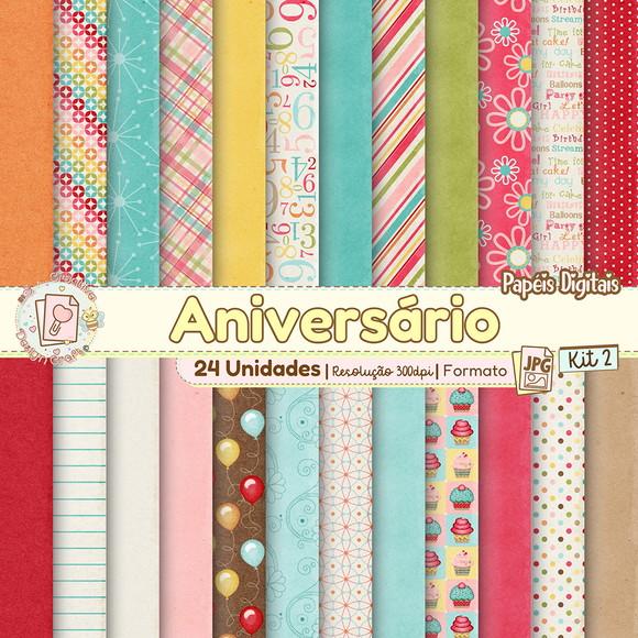 Papéis Digitais Aniversário Kit 2