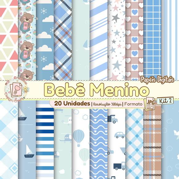 Papéis Digitais Bebê Menino Kit 2