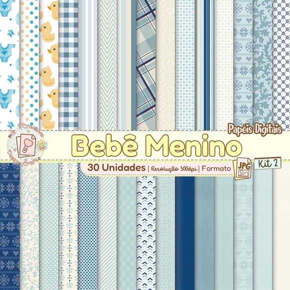 Papéis Digitais Bebê Menino Kit 3