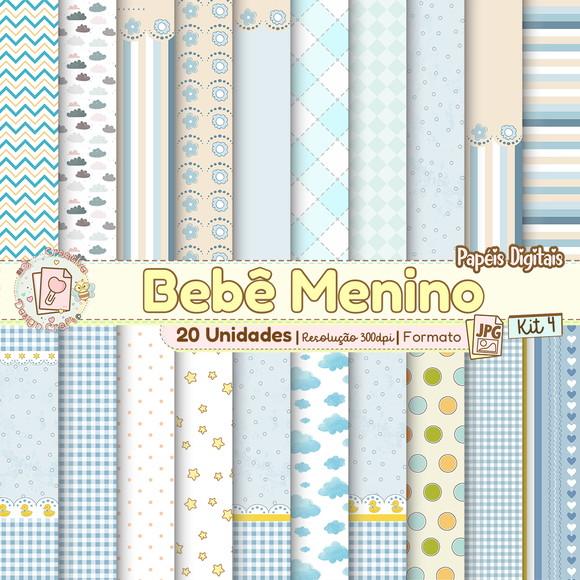 Papéis Digitais Bebê Menino Kit 4