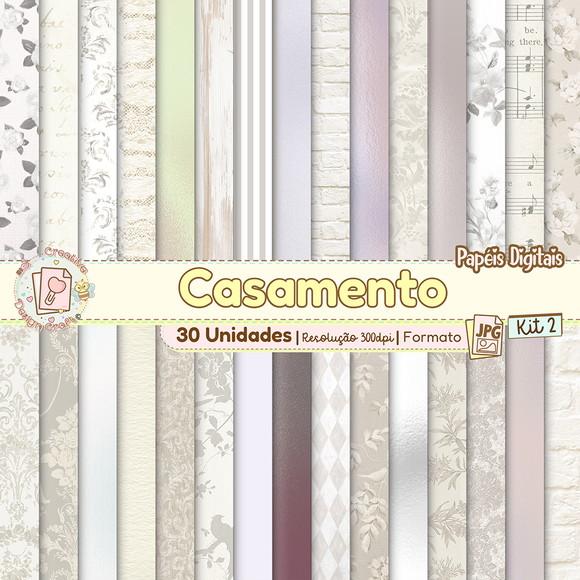 Papéis Digitais Casamento Kit 2