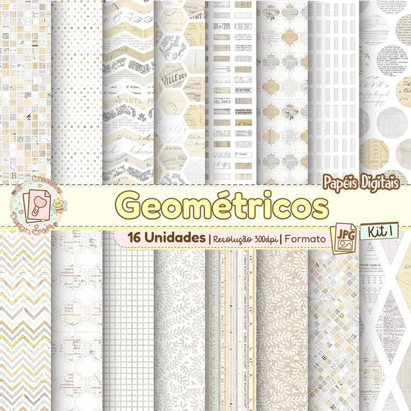 Papéis Digitais Geométrico Kit 1
