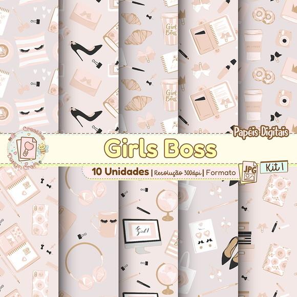 Papéis Digitais Girl Boss Kit 1