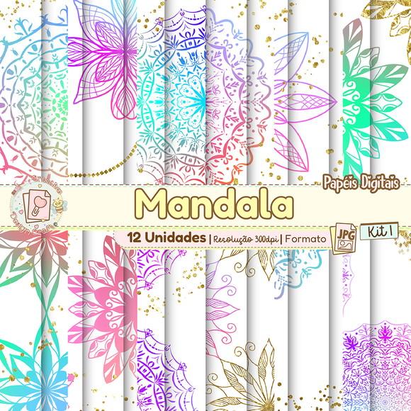Papéis Digitais Mandala Kit 1