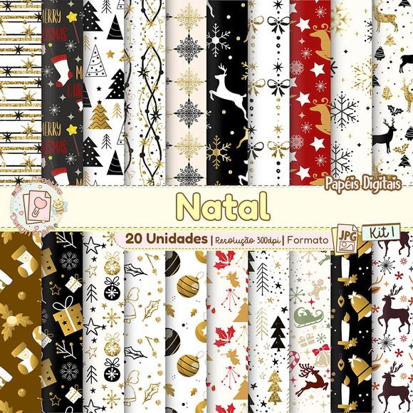 Papéis Digitais Natal Kit 1