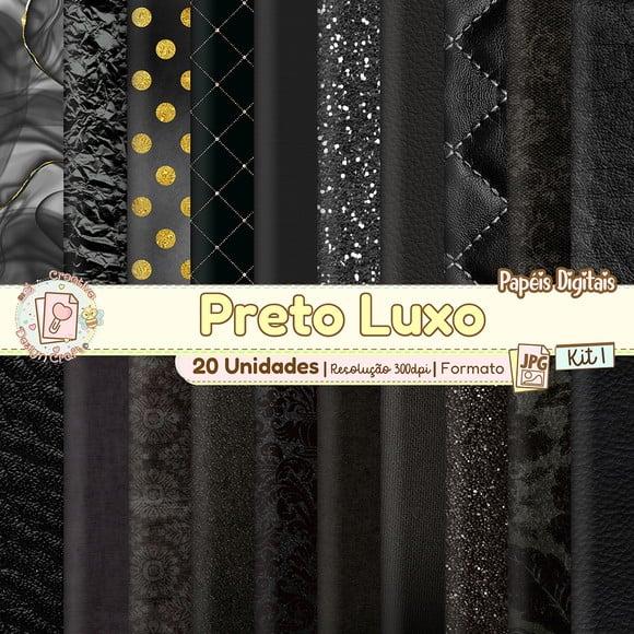 Papéis Digitais Preto Luxo Kit 1