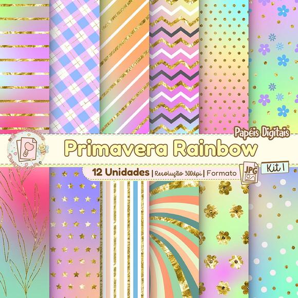 Papéis Digitais Primavera Rainbow Kit 1