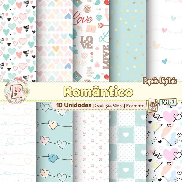 Papéis Digitais Romântico Kit 2