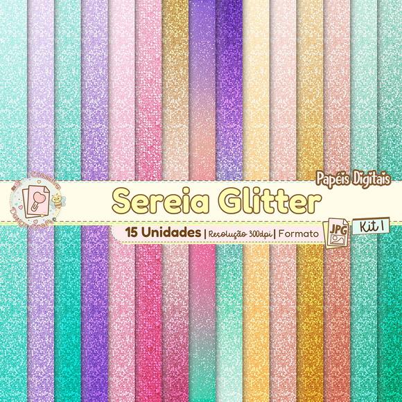 Papéis Digitais Sereia Glitter Kit 1