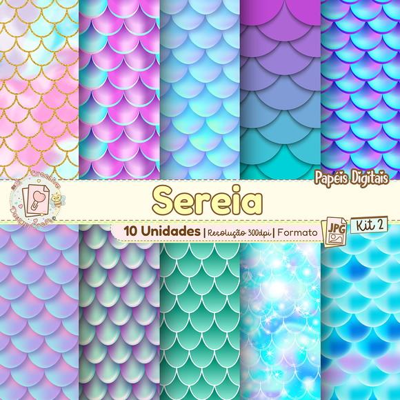 Papéis Digitais Sereia Kit 2