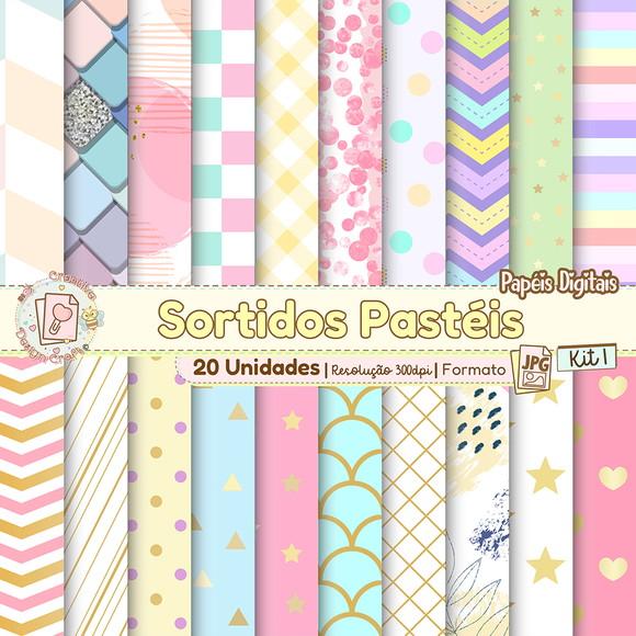 Papéis Digitais Sortidos Pastéis Kit 1