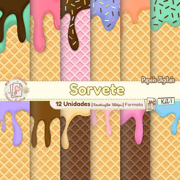 Papéis Digitais Sorvete Kit 1