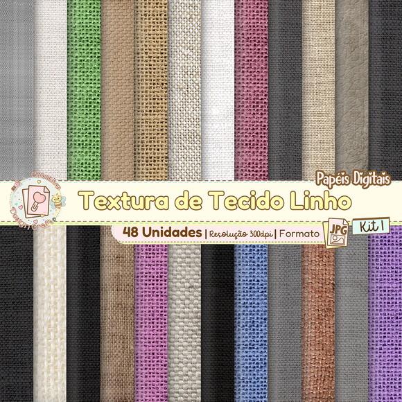 Papéis Digitais Textura de Tecido Linho Kit 1