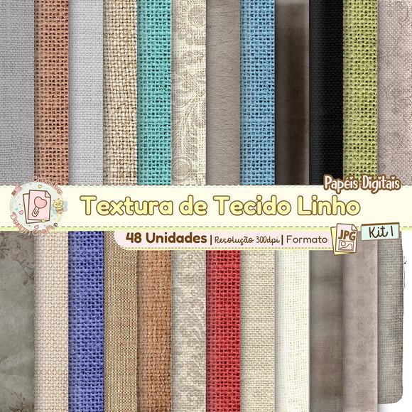 Papéis Digitais Textura de Tecido Linho Kit 1