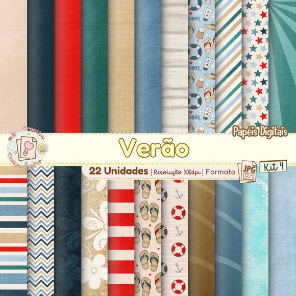 Papéis Digitais Verão Kit 4