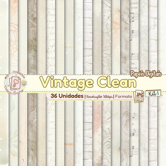 Papéis Digitais Vintage Clean Kit 1