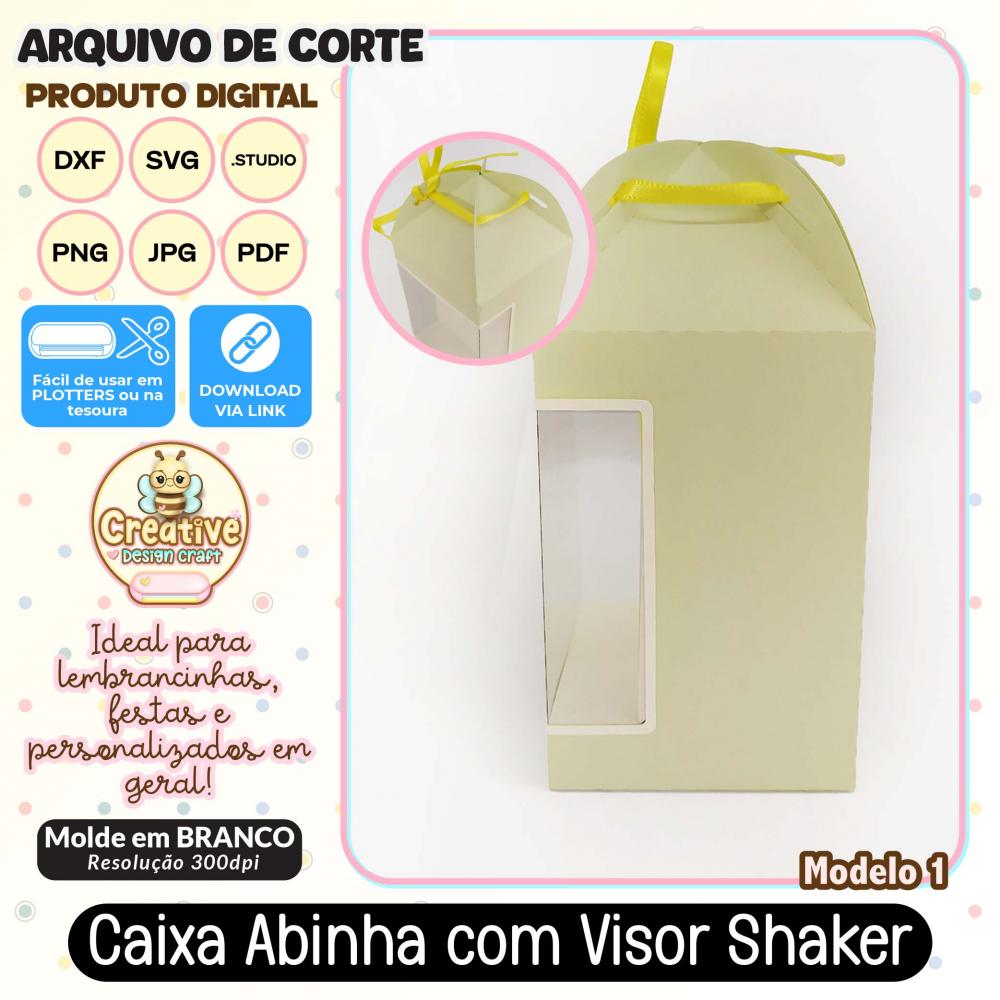 Arquivo de Corte Silhouette Caixa Abinha Visor Shaker MODELO 1