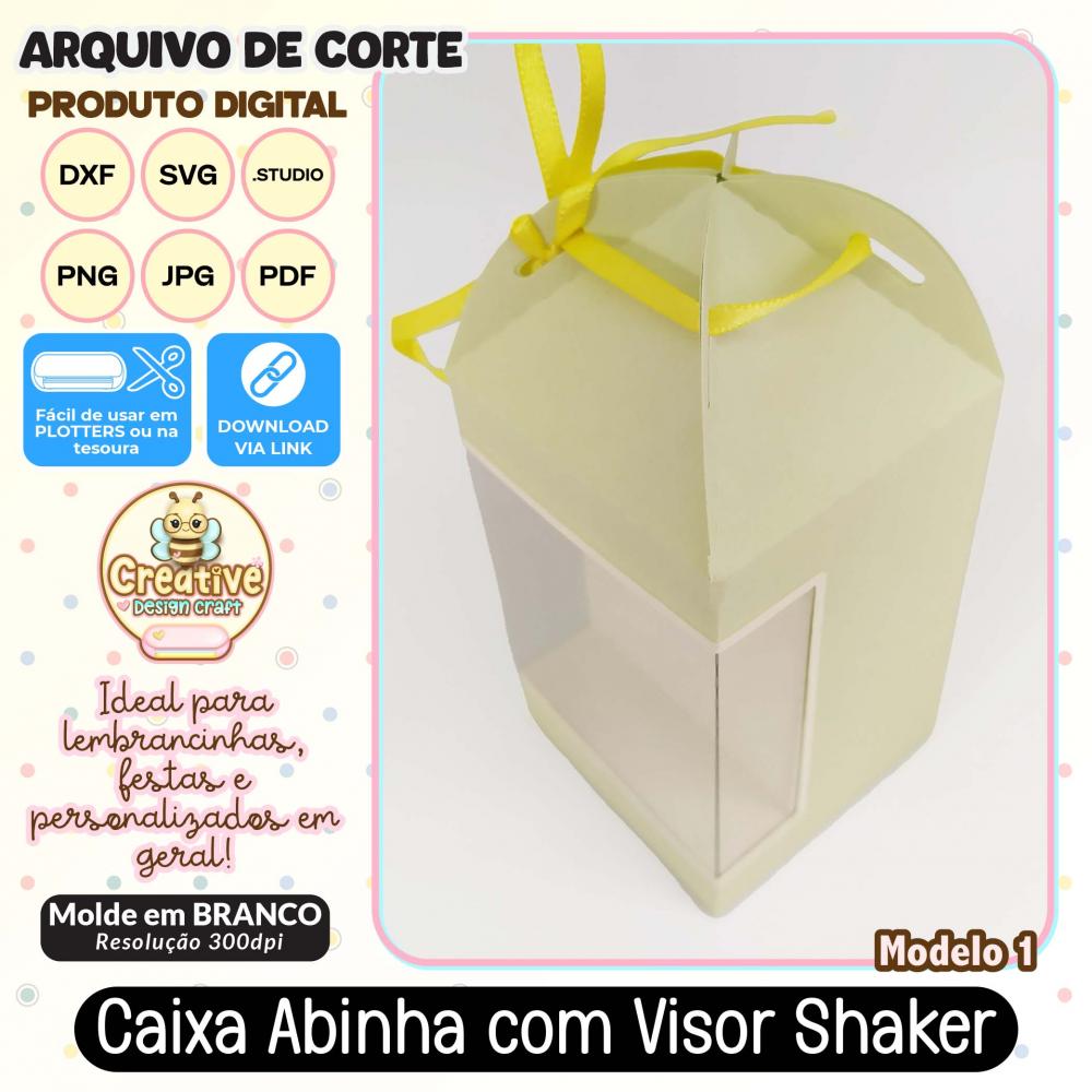 Arquivo de Corte Silhouette Caixa Abinha Visor Shaker MODELO 1