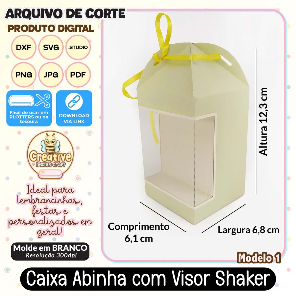 Arquivo de Corte Silhouette Caixa Abinha Visor Shaker MODELO 1