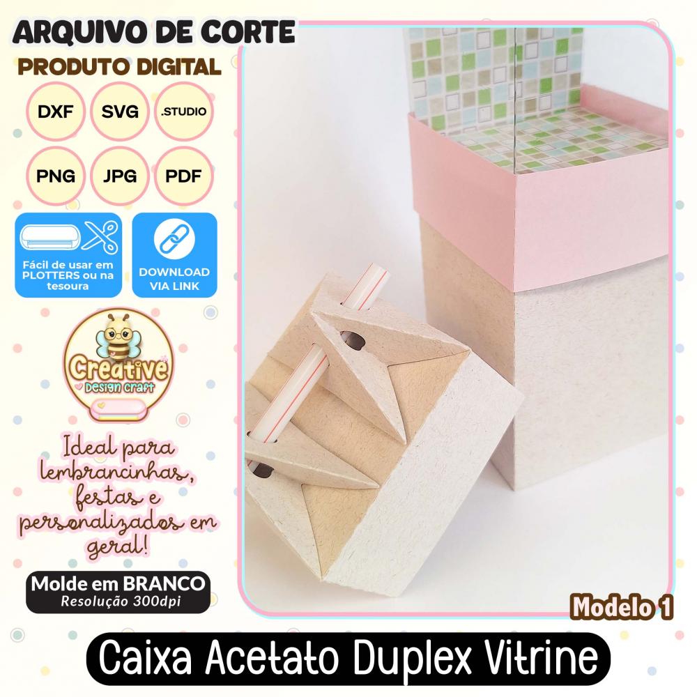 Arquivo de Corte Silhouette CAIXA ACETATO DUPLEX VITRINE MODELO 1