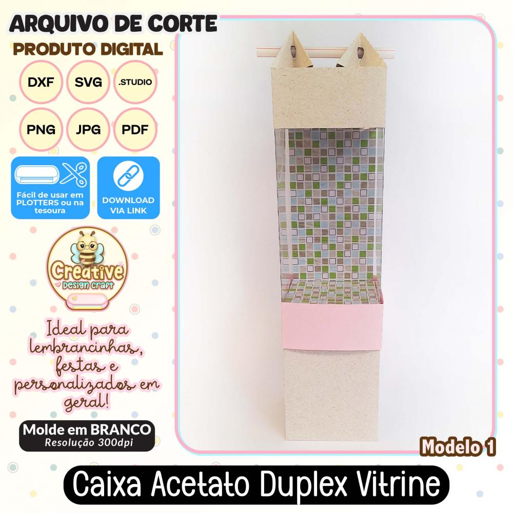 Arquivo de Corte Silhouette CAIXA ACETATO DUPLEX VITRINE MODELO 1