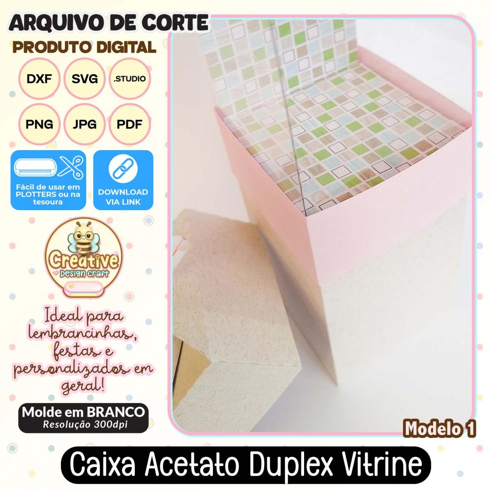 Arquivo de Corte Silhouette CAIXA ACETATO DUPLEX VITRINE MODELO 1