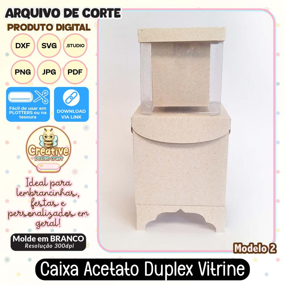 Arquivo de Corte Silhouette CAIXA ACETATO DUPLEX VITRINE MODELO 2