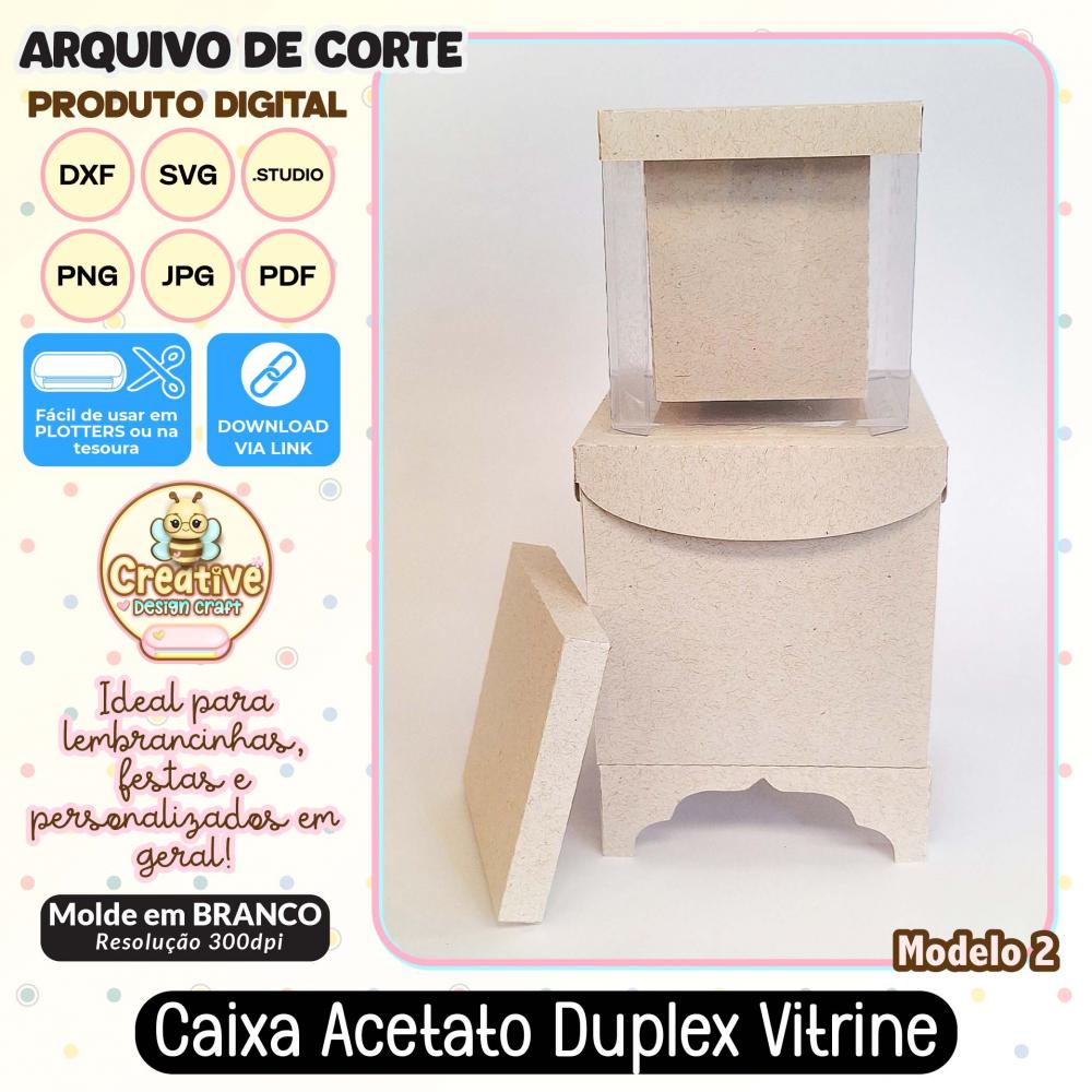 Arquivo de Corte Silhouette CAIXA ACETATO DUPLEX VITRINE MODELO 2