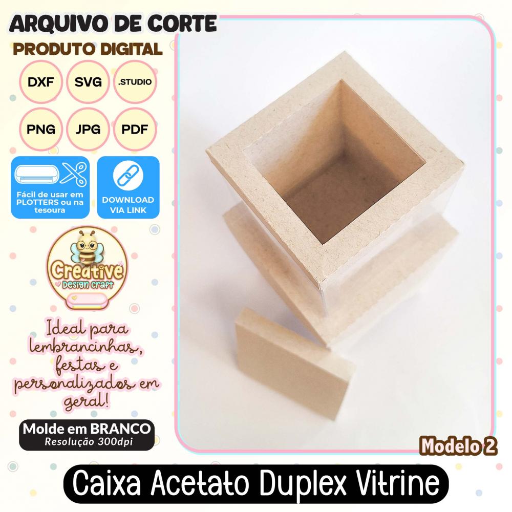 Arquivo de Corte Silhouette CAIXA ACETATO DUPLEX VITRINE MODELO 2