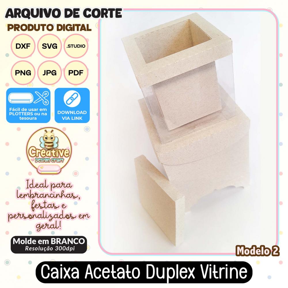 Arquivo de Corte Silhouette CAIXA ACETATO DUPLEX VITRINE MODELO 2