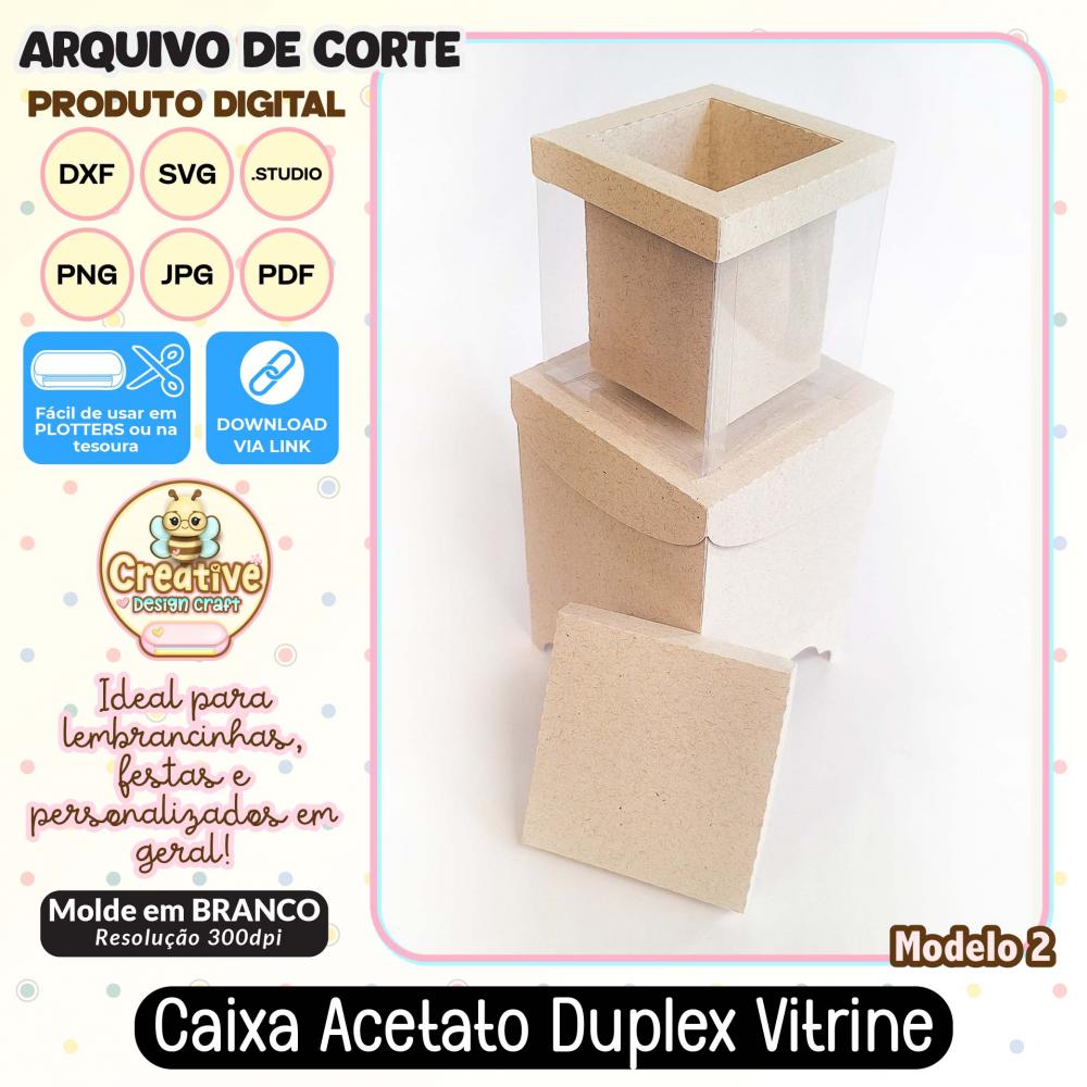Arquivo de Corte Silhouette CAIXA ACETATO DUPLEX VITRINE MODELO 2