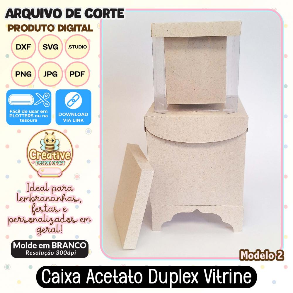 Arquivo de Corte Silhouette CAIXA ACETATO DUPLEX VITRINE MODELO 2