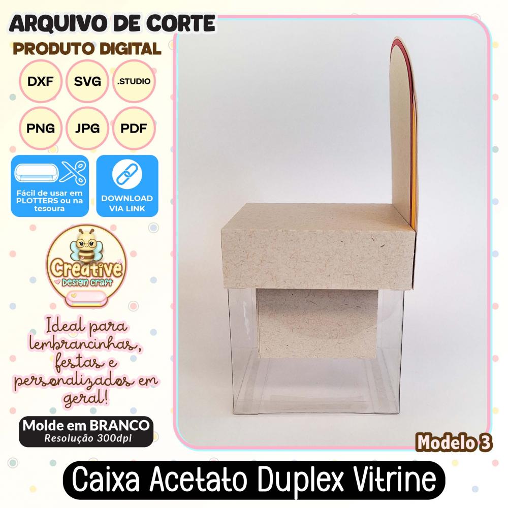 Arquivo de Corte Silhouette CAIXA ACETATO DUPLEX VITRINE MODELO 3