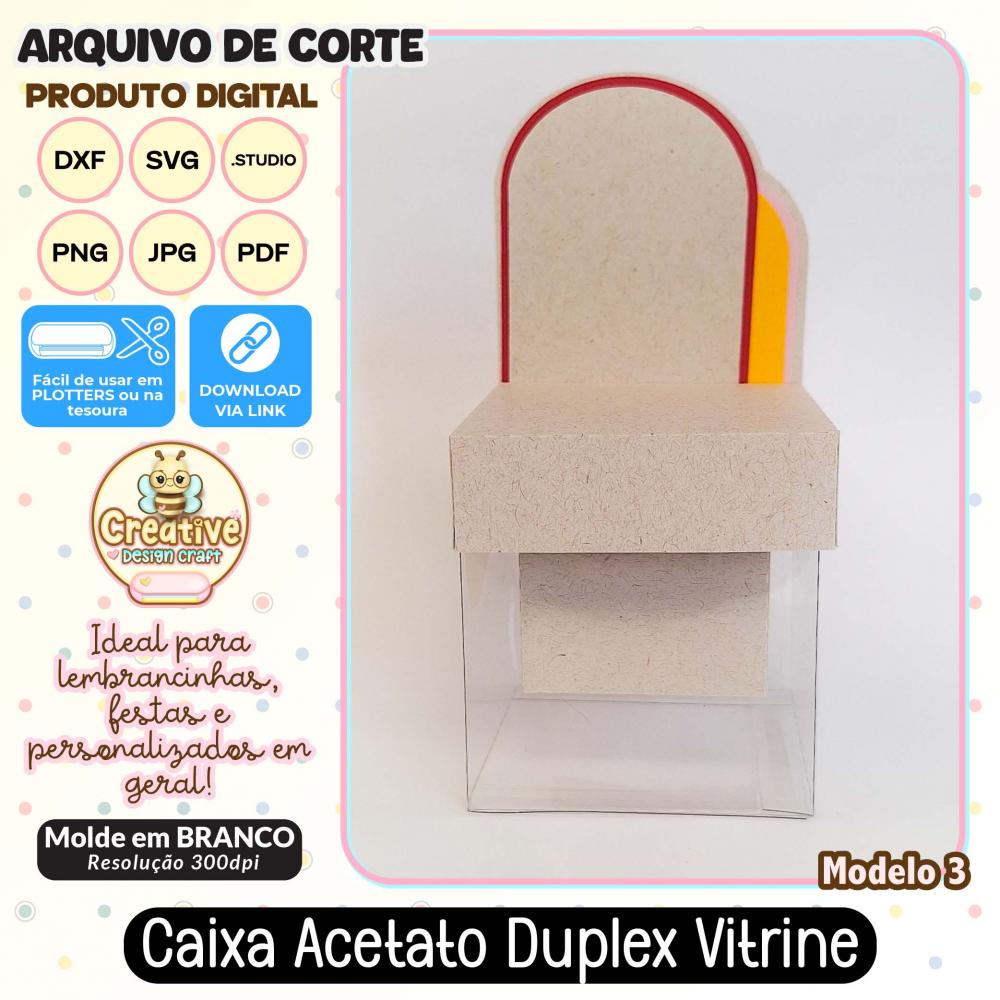 Arquivo de Corte Silhouette CAIXA ACETATO DUPLEX VITRINE MODELO 3