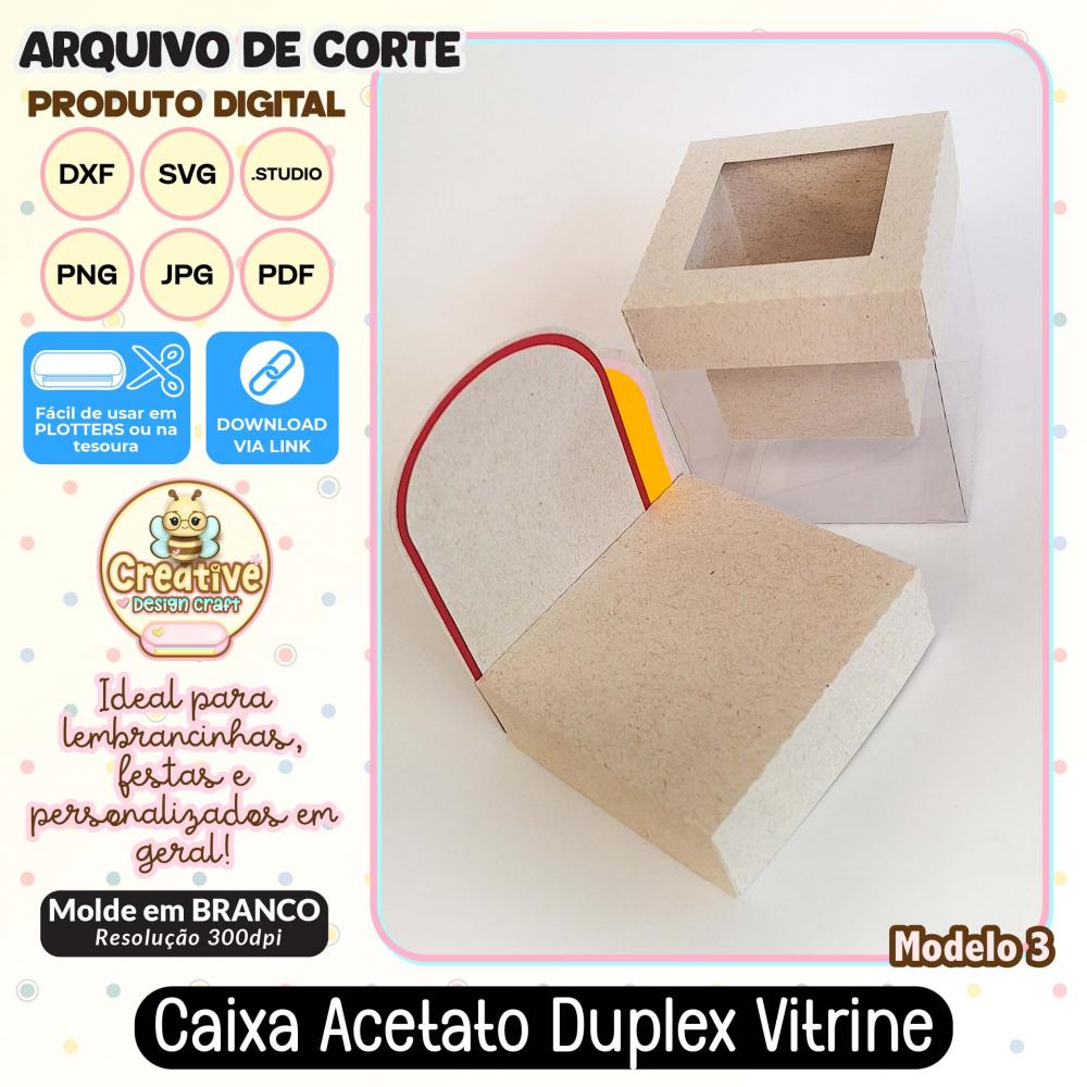 Arquivo de Corte Silhouette CAIXA ACETATO DUPLEX VITRINE MODELO 3