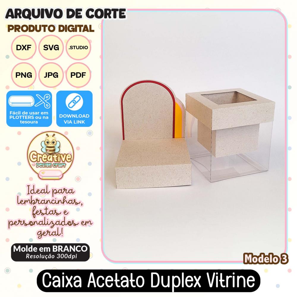 Arquivo de Corte Silhouette CAIXA ACETATO DUPLEX VITRINE MODELO 3