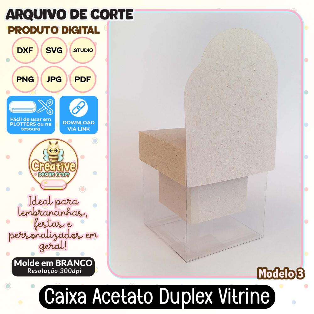 Arquivo de Corte Silhouette CAIXA ACETATO DUPLEX VITRINE MODELO 3