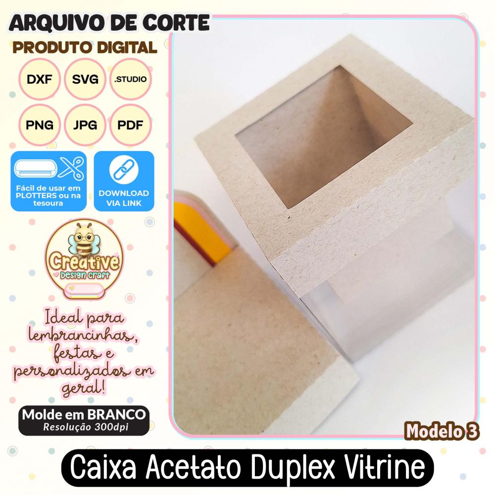 Arquivo de Corte Silhouette CAIXA ACETATO DUPLEX VITRINE MODELO 3