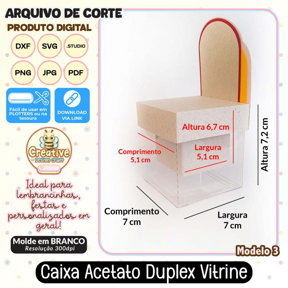 Arquivo de Corte Silhouette CAIXA ACETATO DUPLEX VITRINE MODELO 3