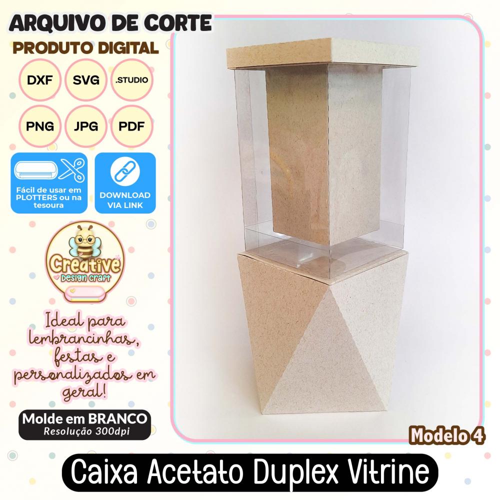 Arquivo de Corte Silhouette CAIXA ACETATO DUPLEX VITRINE MODELO 4