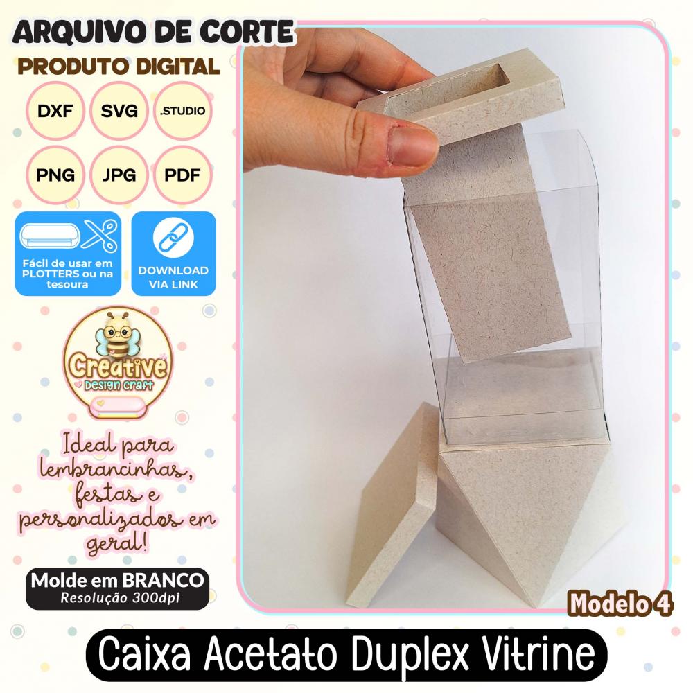 Arquivo de Corte Silhouette CAIXA ACETATO DUPLEX VITRINE MODELO 4