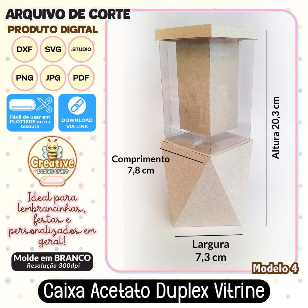 Arquivo de Corte Silhouette CAIXA ACETATO DUPLEX VITRINE MODELO 4