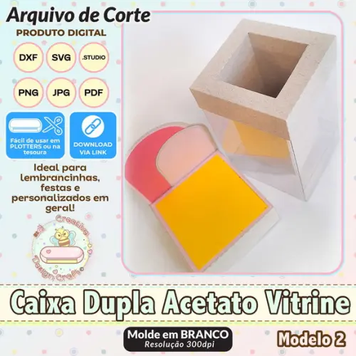 Arquivo Corte Silhouette Caixa Dupla Acetato Vitrine Shaker