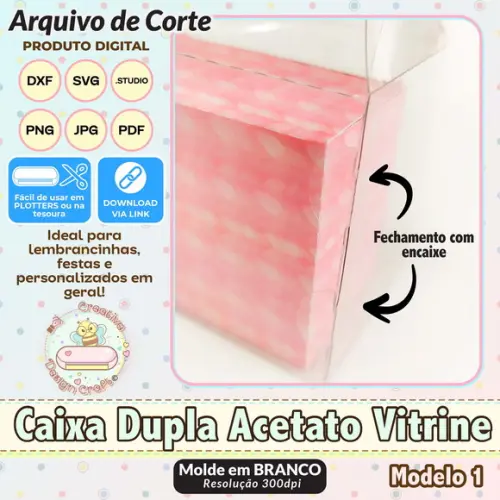 Arquivo Corte Silhouette Caixa Dupla Acetato Vitrine Shaker