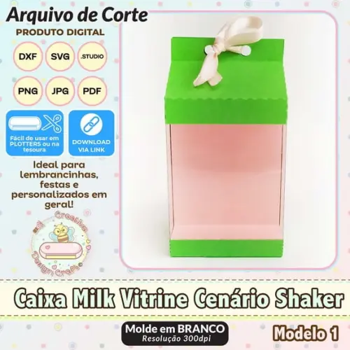 Arquivo Corte Silhouette Caixa Milk Vitrine Cenário Shaker