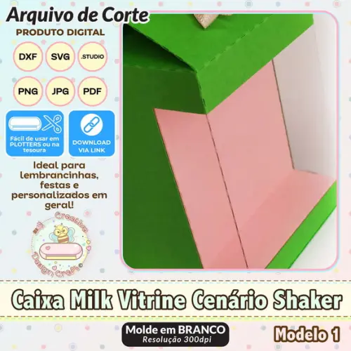 Arquivo Corte Silhouette Caixa Milk Vitrine Cenário Shaker