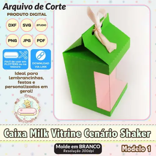 Arquivo Corte Silhouette Caixa Milk Vitrine Cenário Shaker